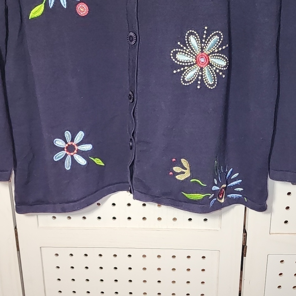 North Style size XL Deep Purple Cardigan Embroidered Cottage-core Vintage Bright - Picture 5 of 7